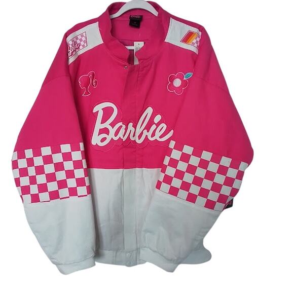 Mattel Jackets & Blazers - Barbie BoxLunch Racing Jacket Pink Checkered 2X 2023 Mattel NWT